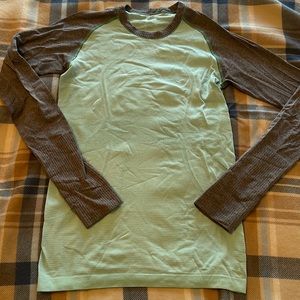 lululemon athletica Mint Green and Brown Long Sleeve Tee